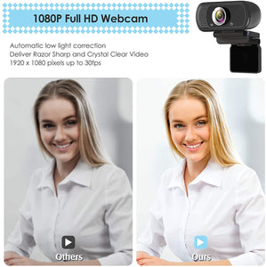 Webcam HD 1080p Web Camera, USB PC Computer with Microphone, Laptop...