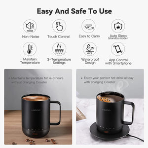 vsitoo S3 Pro Temperature Control Smart Mug with Lid, Coffee Warmer Black