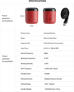 Broadlink New Red Bean RM Mini 3 All-in-One IR Universal Remote NEW MINI3