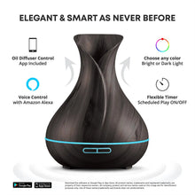 Load image into Gallery viewer, Smart WiFi Wireless Essential Oil Aromatherapy 400ml Ultrasonic Dark Brown