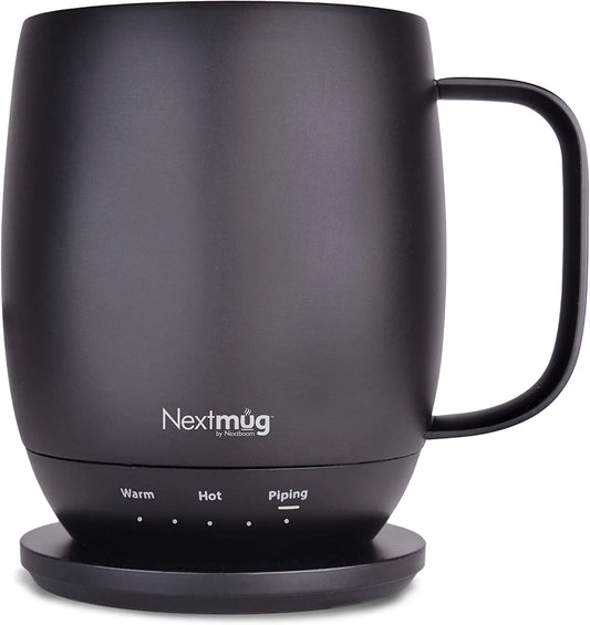 Nextmug - Temperature-Controlled, Self-Heating Coffee Mug (Black - 14 Black