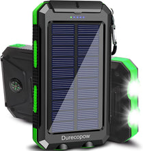 Load image into Gallery viewer, Durecopow Solar Charger, 20000mAh Portable Outdoor Waterproof 20000mAh-Green