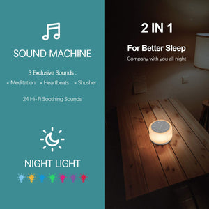 Anescra White Noise Machine with 24 Hi-Fi Soothing Sounds, Night Light and...