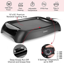 Load image into Gallery viewer, iCucina 1000 Watt Non-Stick Even-Heating Flat Electric Griddle Black
