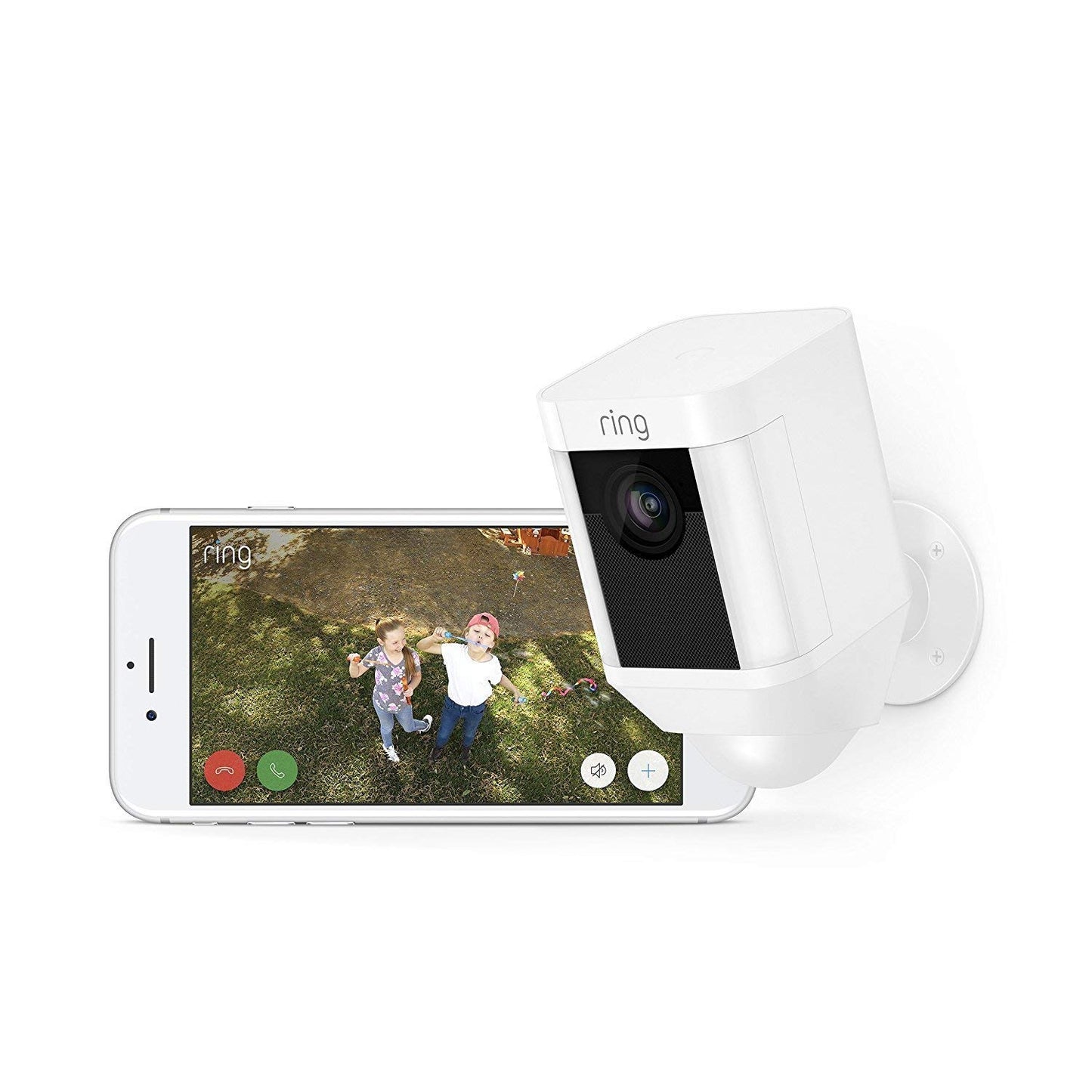 Ring Spotlight Cam Battery HD Security Camera with Built 2 Cams, White