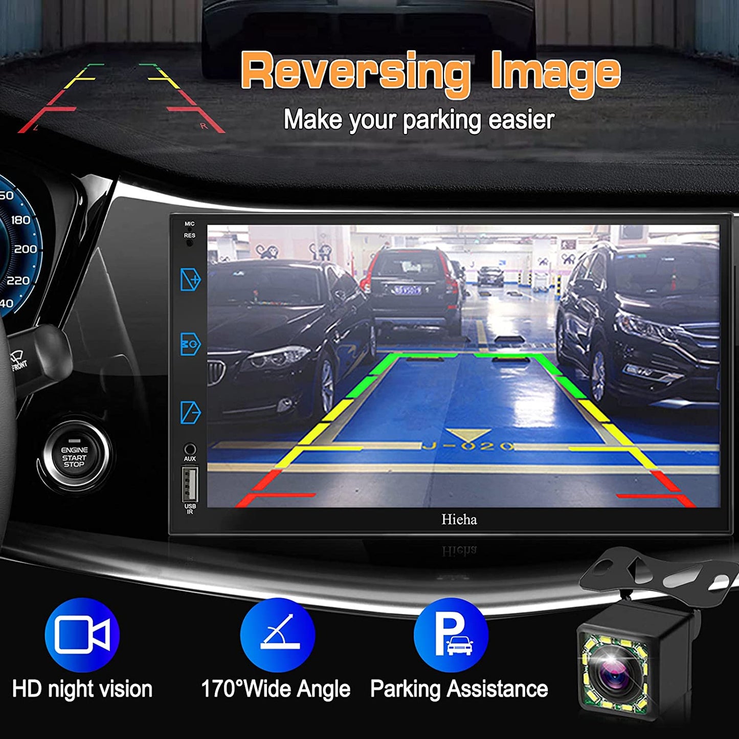 Car Stereo Compatible with Apple Carplay & Android Auto, Hieha 7 Inch Black