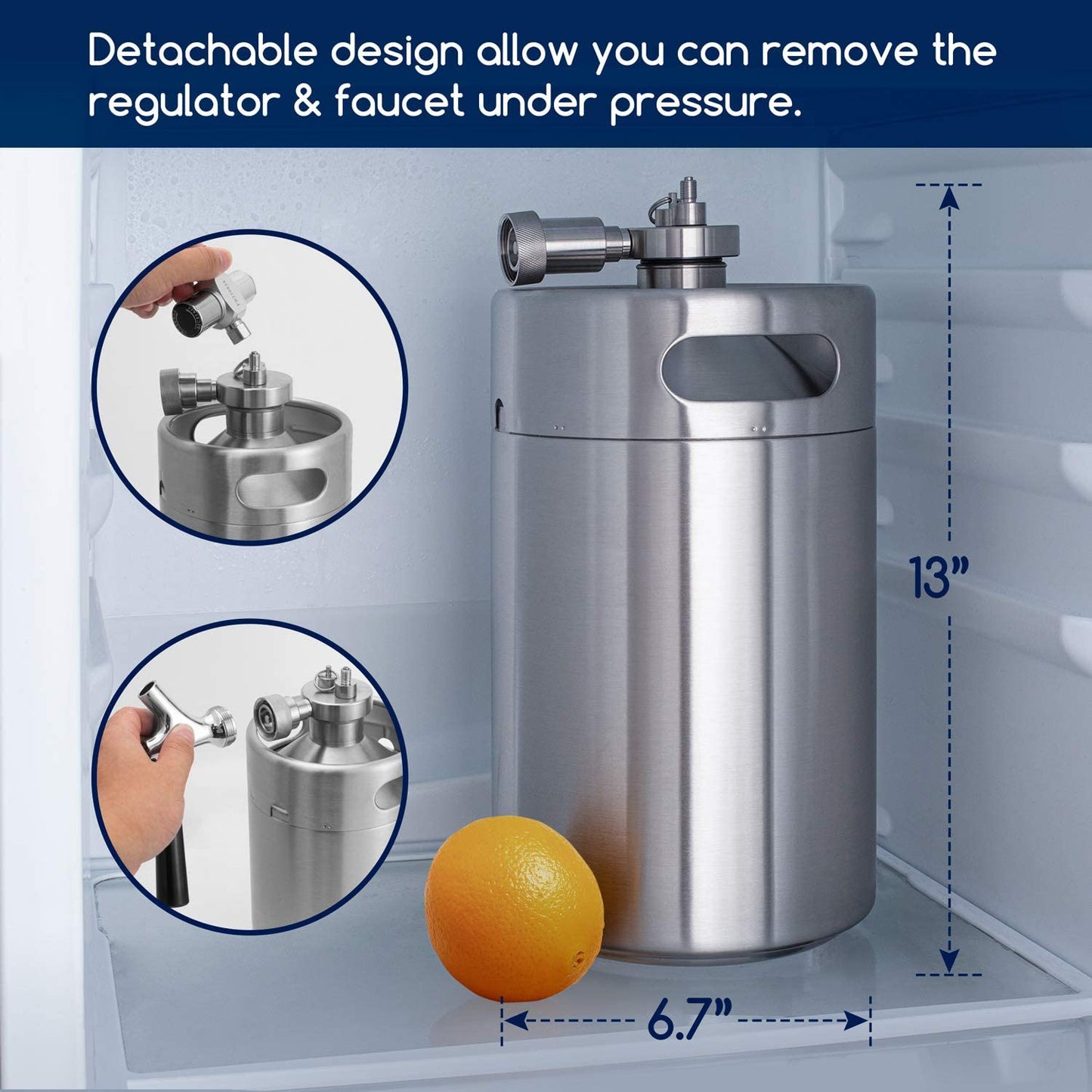 TMCRAFT 128OZ Double-Walled Mini Keg Growler, Pressurized Home Beer...