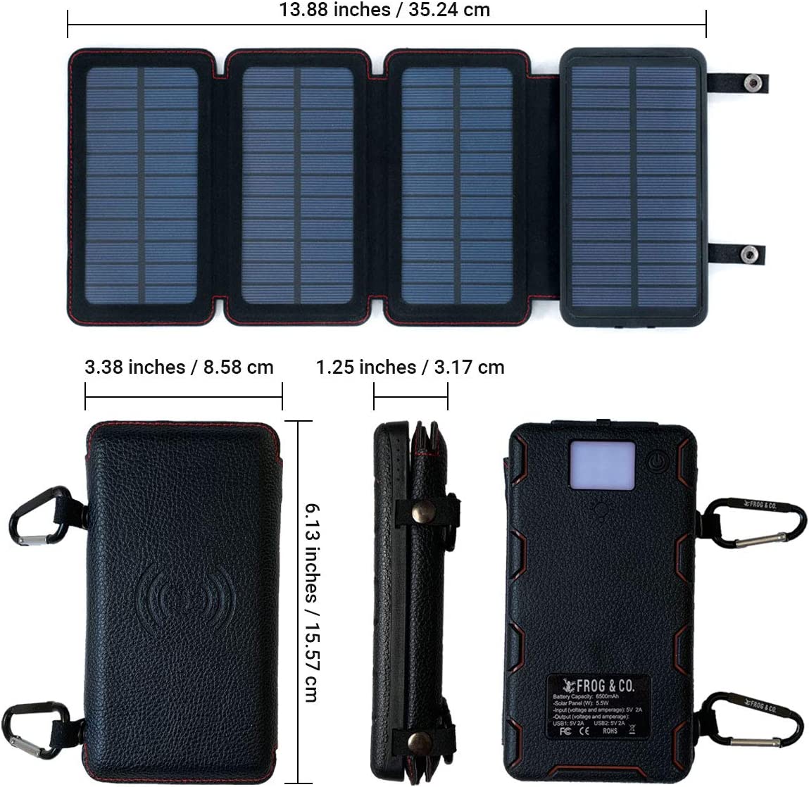 Survival Frog QuadraPro Solar Charger Power Bank - 5.5W 4-Panel Portable...