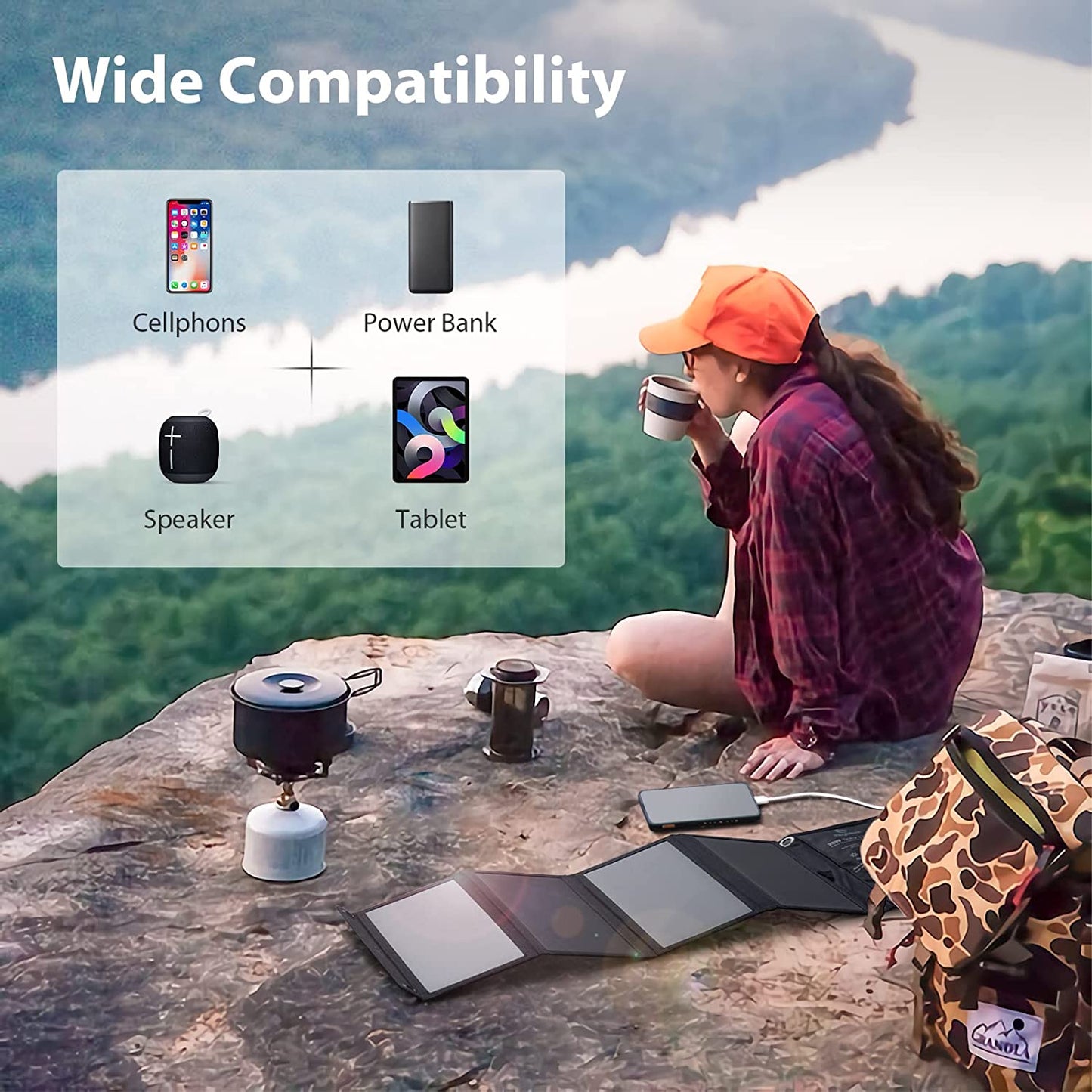 [Upgraded]BigBlue 3 USB-A 28W Solar Charger(5V/4.8A Max), Portable Black