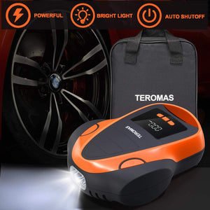TEROMAS Tire Inflator Air Compressor, Portable DC/AC Pump for Car Orange