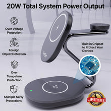 Load image into Gallery viewer, TopTier 3 in 1 Magsafe Wireless Charging Station, Metal Design, iPhone Black