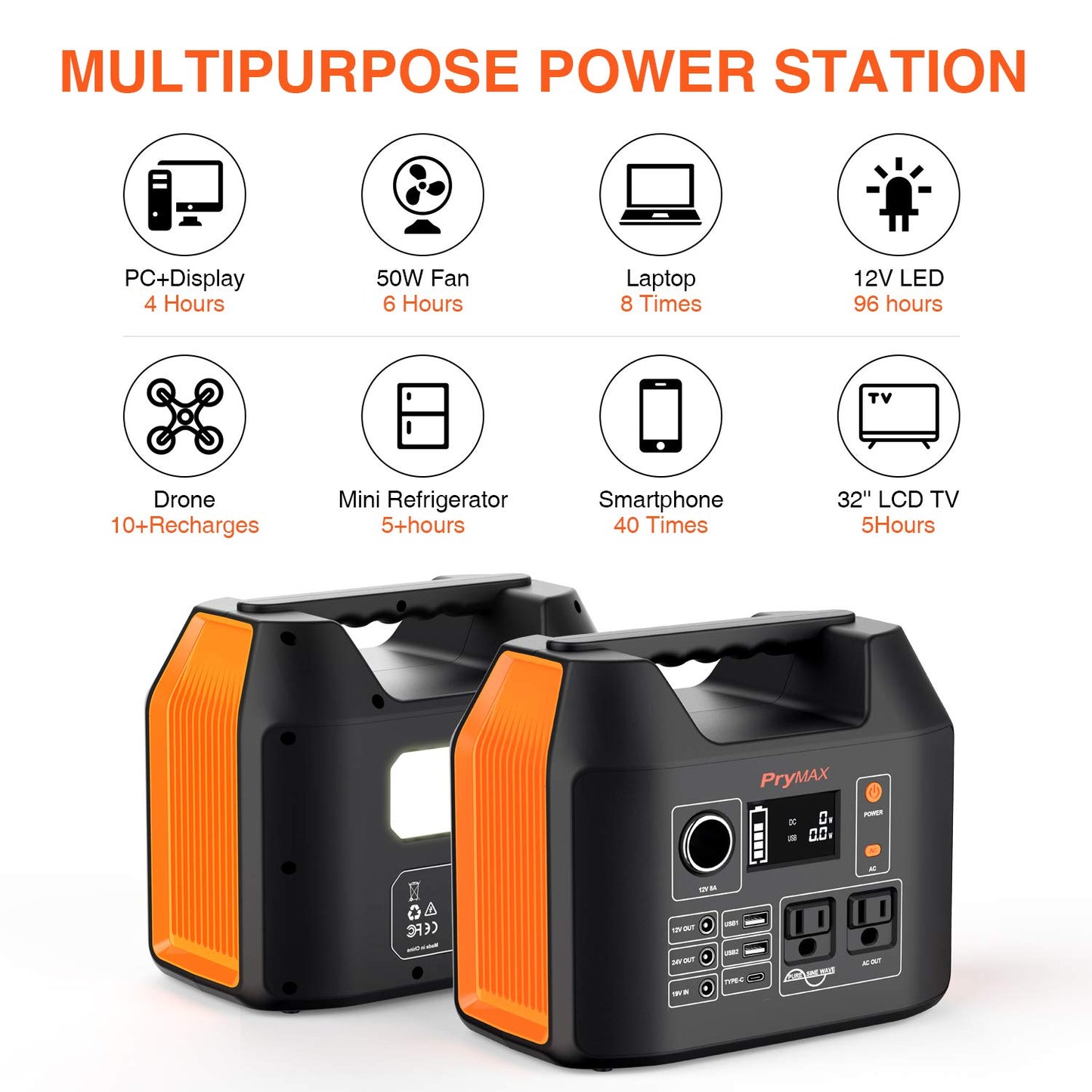 PRYMAX Portable Power Station, 300W Solar Generator solar generator upgraded
