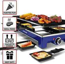 Load image into Gallery viewer, Techwood 1500W Raclette Electric Indoor Grill, 8-Serving 20*7.1*11, Blue