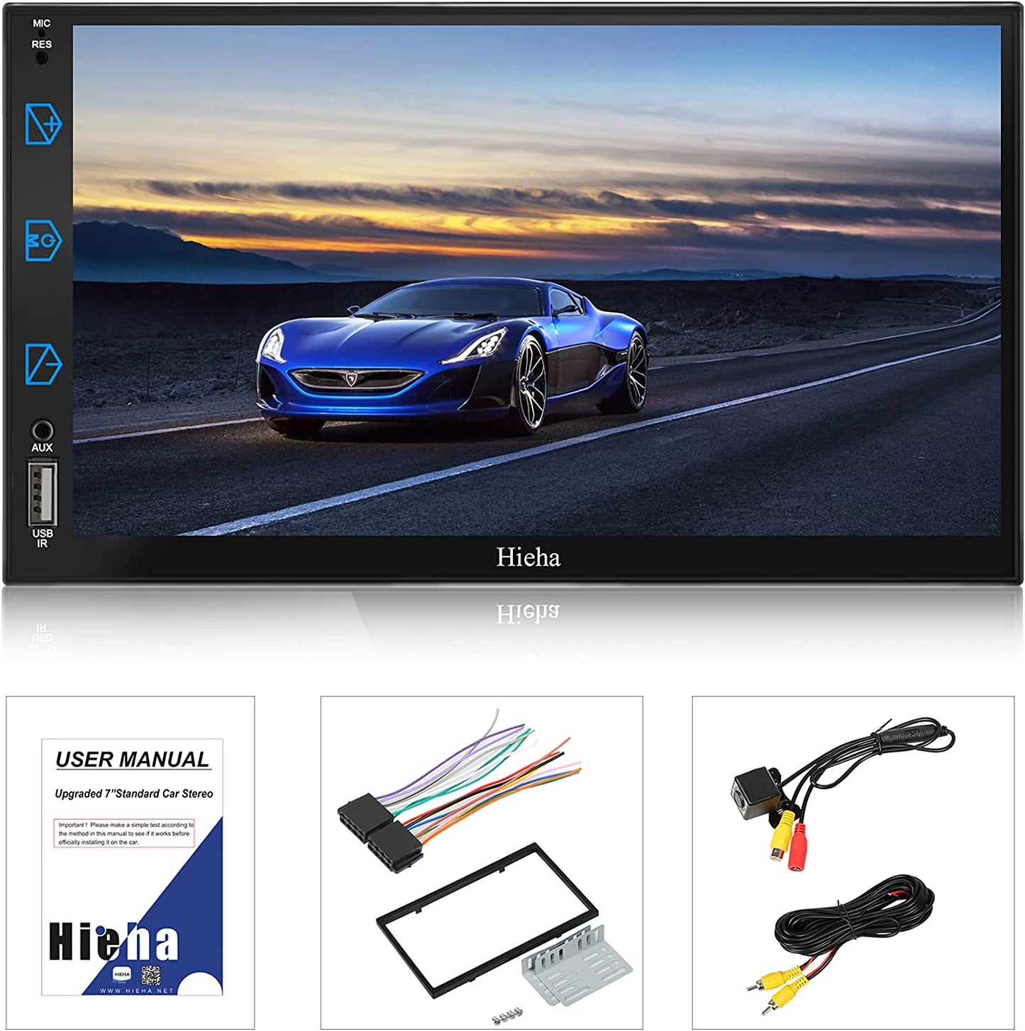 Car Stereo Compatible with Apple Carplay & Android Auto, Hieha 7 Inch Black
