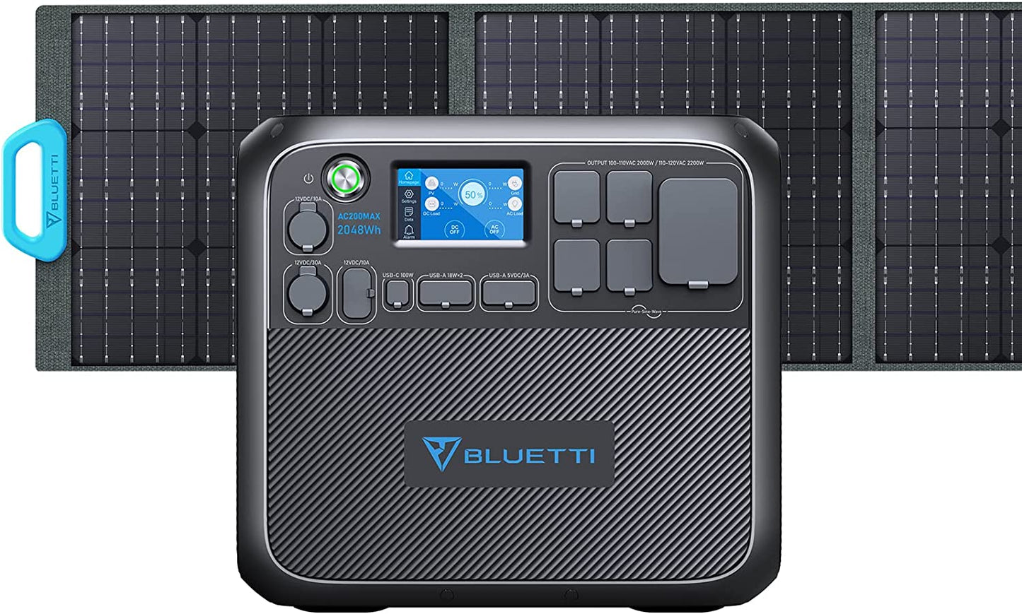 BLUETTI Solar Generator AC200MAX with 200W Panel Included, Blue, Black