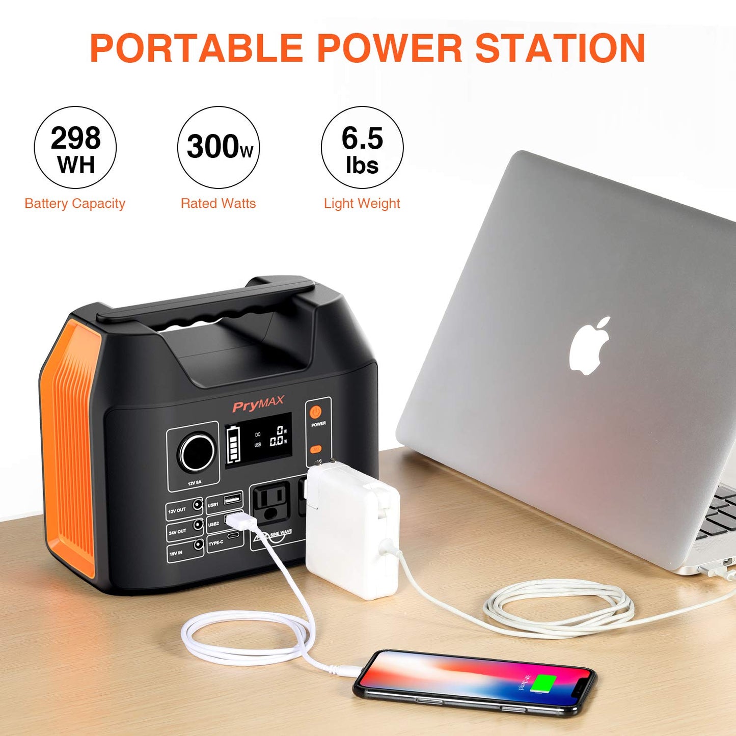 PRYMAX Portable Power Station, 300W Solar Generator solar generator upgraded