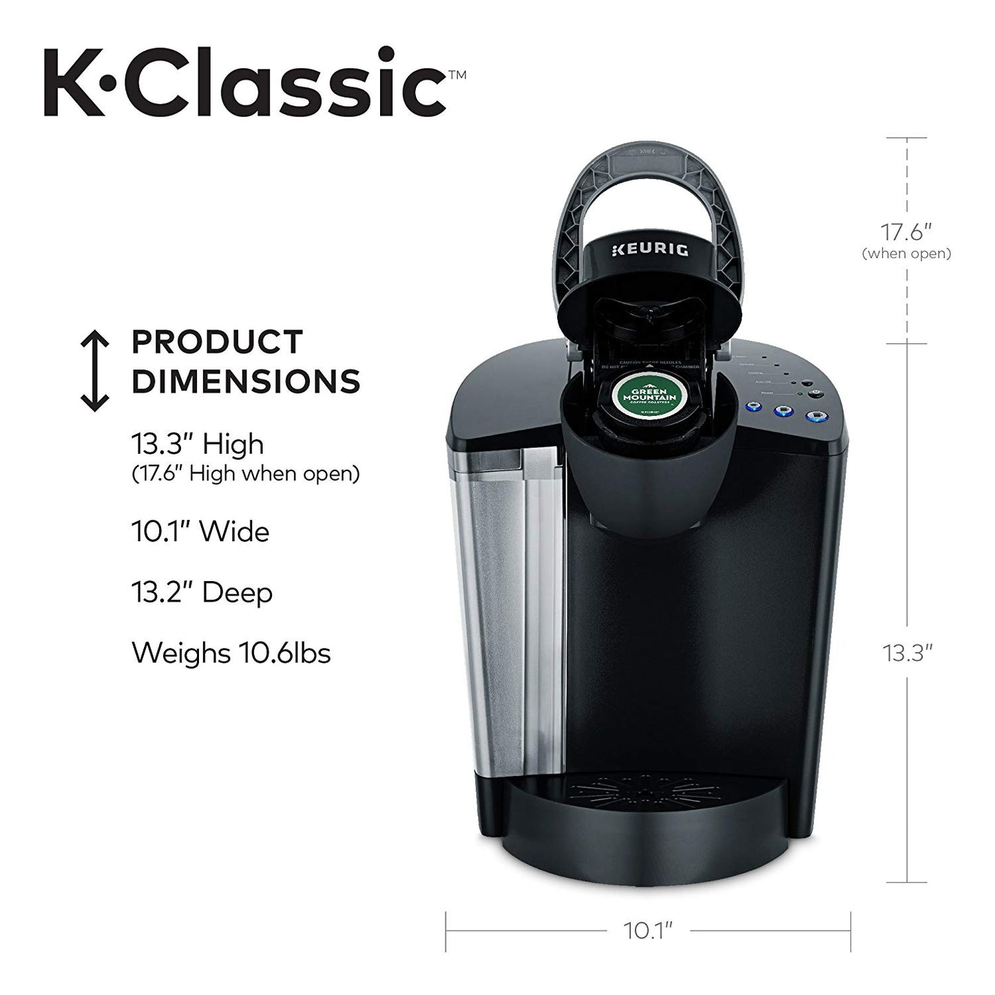 Keurig K-Classic Coffee Maker, Single Serve K-Cup Pod Brewer, 6 Black