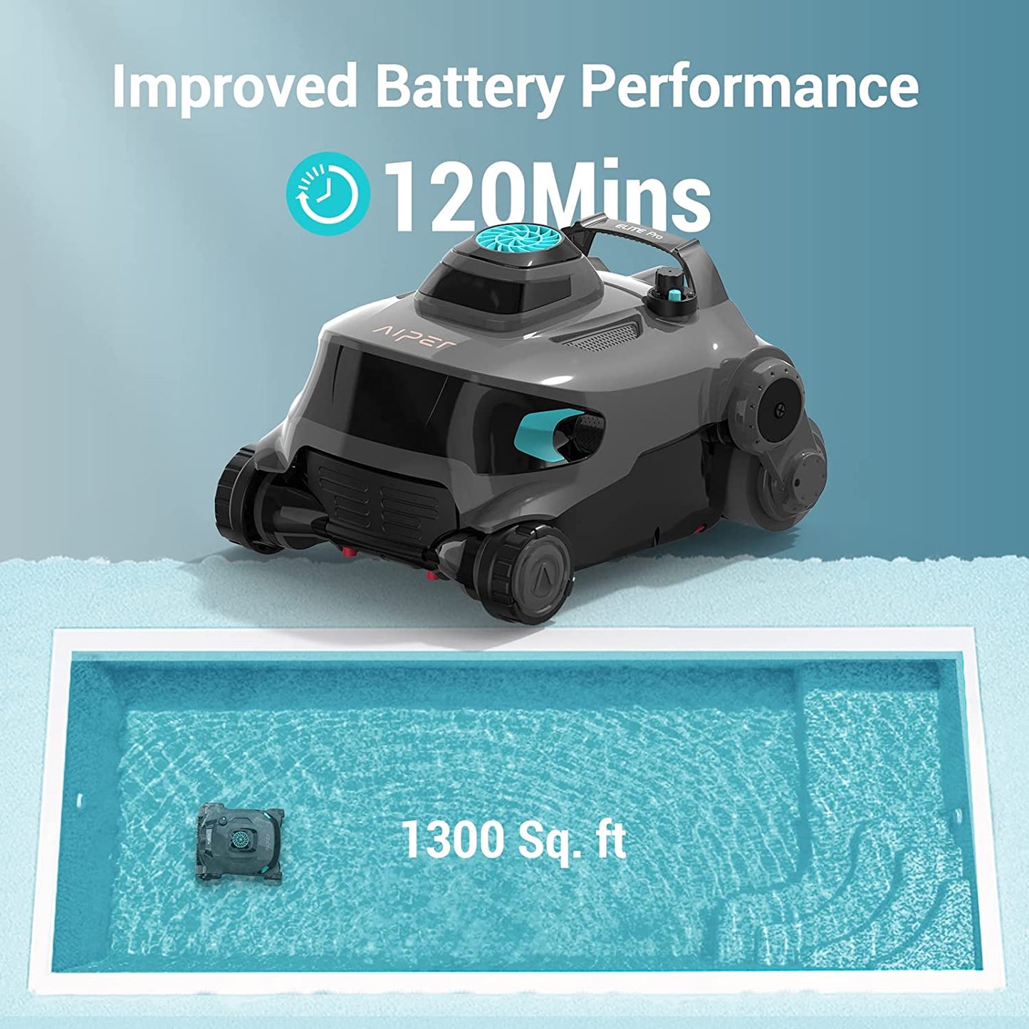 (2023 New) AIPER Elite Pro Cordless Robotic Pool Cleaner, Wall-Climbing Gray