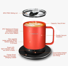 Load image into Gallery viewer, VSITOO Temperature Control Smart Mug with Lid, Coffee Warmer Mug...