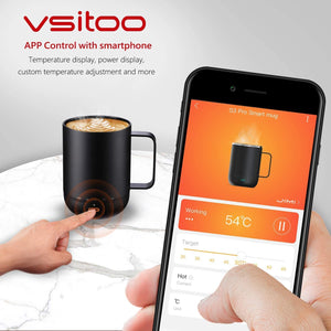 vsitoo S3 Pro Temperature Control Smart Mug with Lid, Coffee Warmer Black
