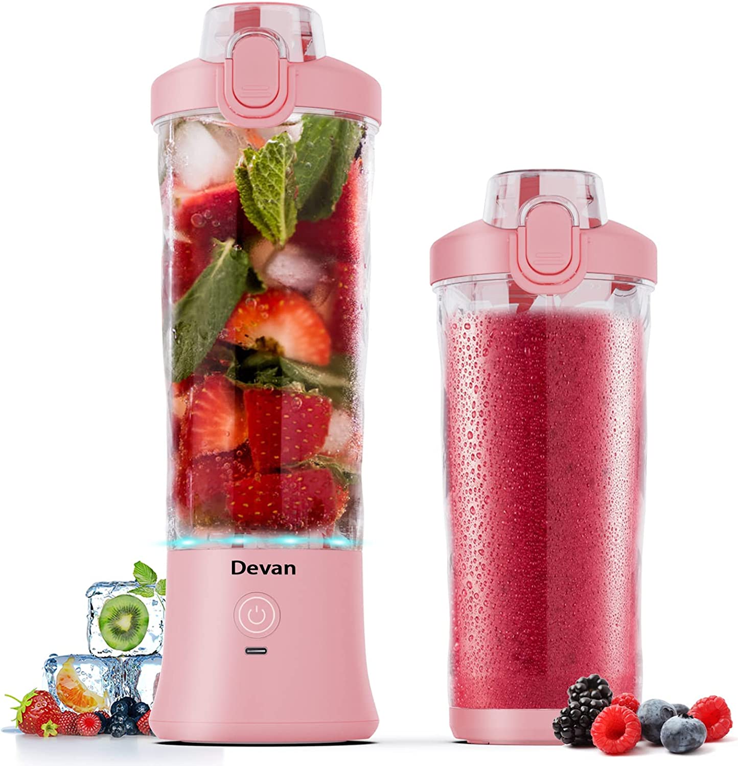 Portable Blender,270 Watt for Shakes and Smoothies Waterproof Blender Pink