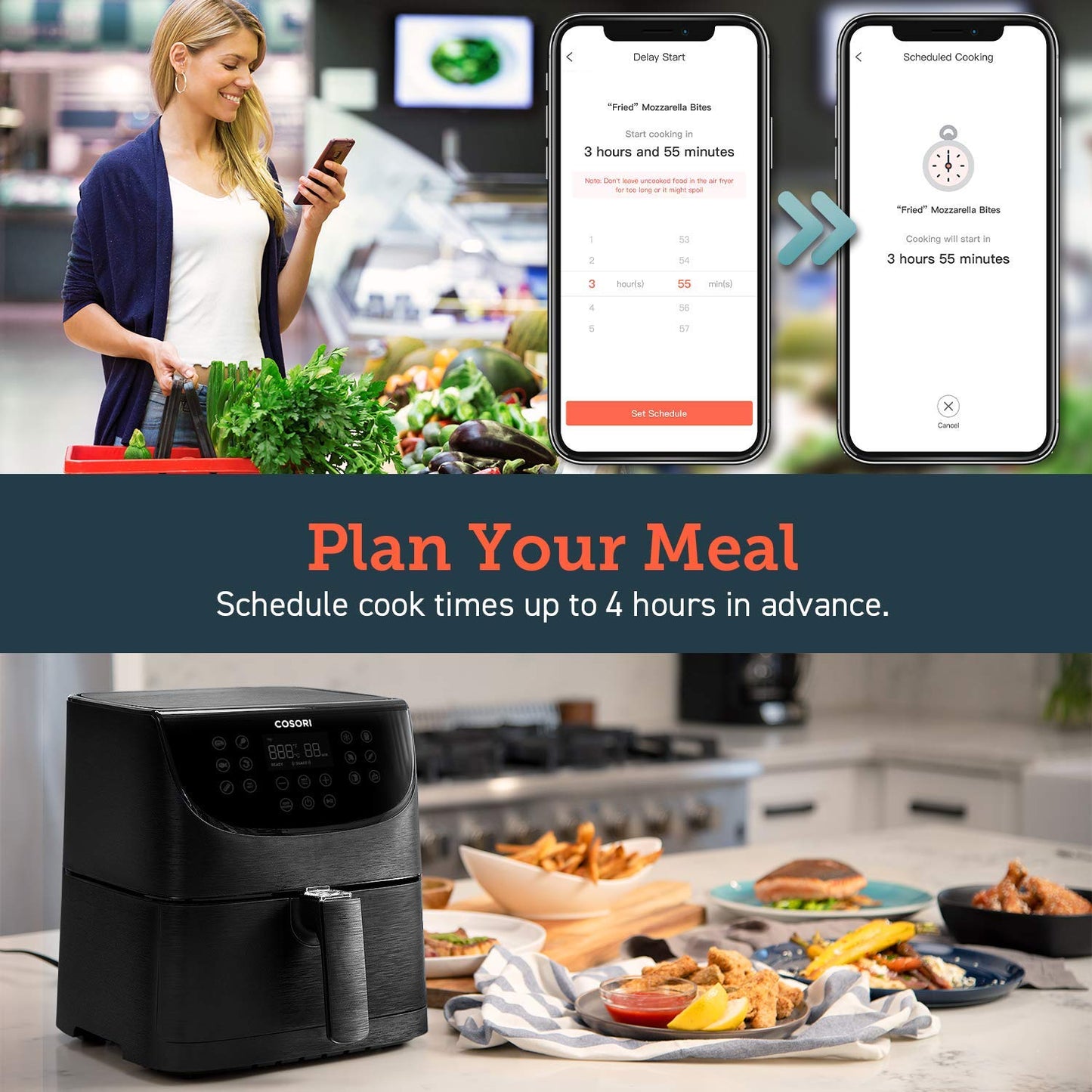 COSORI Smart WiFi Air Fryer 5.8QT(100 Recipes), 1700-Watt 5.8QT,