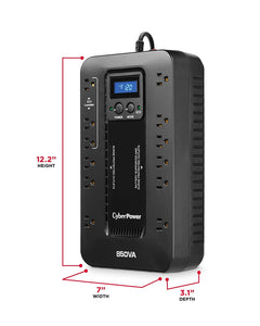 CyberPower EC850LCD Ecologic UPS System, 850VA/510W, 12 Outlets, ECO Mode,...