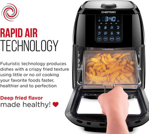 Chefman 6.3-Qt 4-In-1 Digital Air Fryer+, Rotisserie, 6.3 QT, Black - 6 Quart