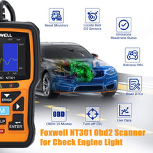 Load image into Gallery viewer, FOXWELL NT301 OBD2 Scanner Live Data Professional Mechanic OBDII Diagnostic...
