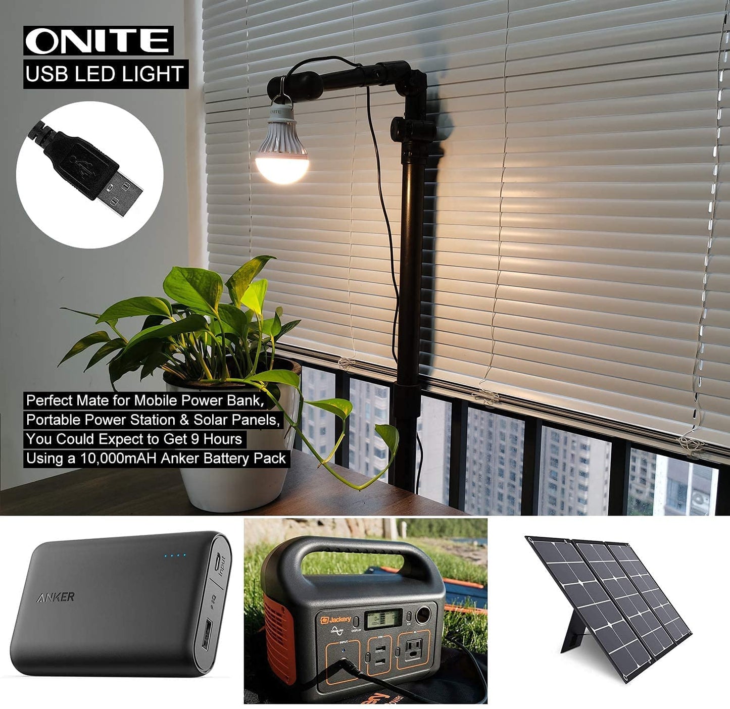 Onite USB LED Camping Light, Outdoor Light 1 Count (Pack of 1), Warmwhite