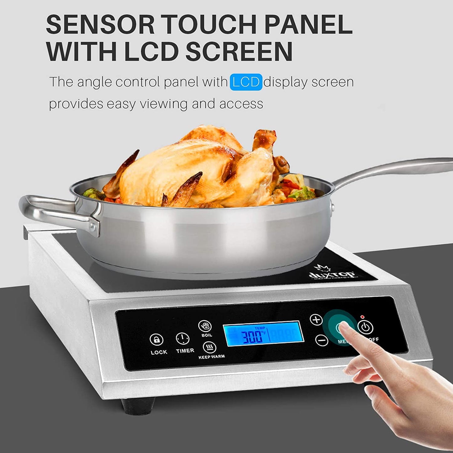 Duxtop Professional Portable Induction Cooktop, Commercial Range Silver/Black