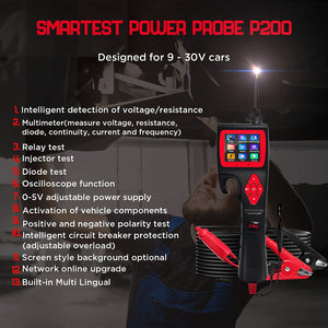 TopDiag P200 Automotive Circuit Tester, Power Probe Kit, 9~30V Red