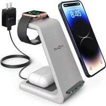 Load image into Gallery viewer, Quezqa Wireless Charging Stand - Fast Charger - 3 in 1 Grey