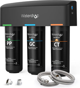 Waterdrop TSA 3-Stage Under Sink Water Filter, Direct Connect to Home Dark
