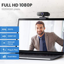 Load image into Gallery viewer, Webcam 1080P with Microphone HD Web Cam 30fps, Vitade 826M USB Computer Web...