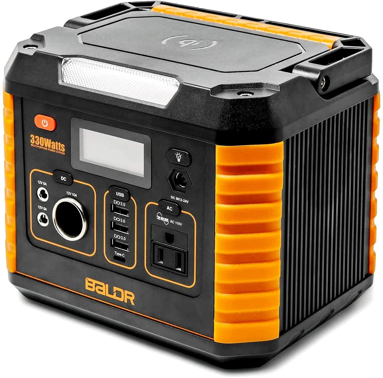 BALDR Portable Power Station 330W, Solar ‎Baldr330, Orange and Grey