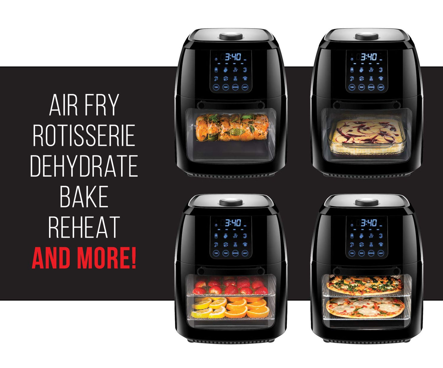 Chefman 6.3 Quart Digital Air ,11 x 10.5 x 14.75 in, Rotisserie Fryer
