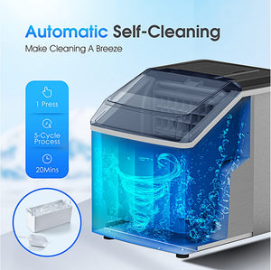 Ice Maker Machine Countertop, 40Lbs/24H Auto Self-Cleaning, 24 Medium, silver
