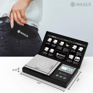 Precision Pocket Scale 200g x 0.01g, MAXUS Elite Digital Gram Black