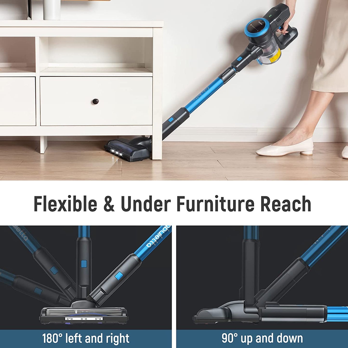 Fabuletta 24 Kpa Cordless Vacuum Cleaner - 6 in 1 Lightweight Stick Blue