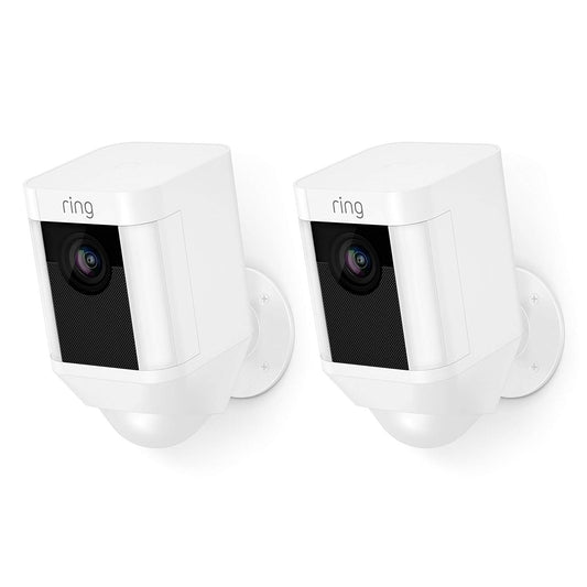 Ring Spotlight Cam Battery HD Security Camera with Built 2 Cams, White