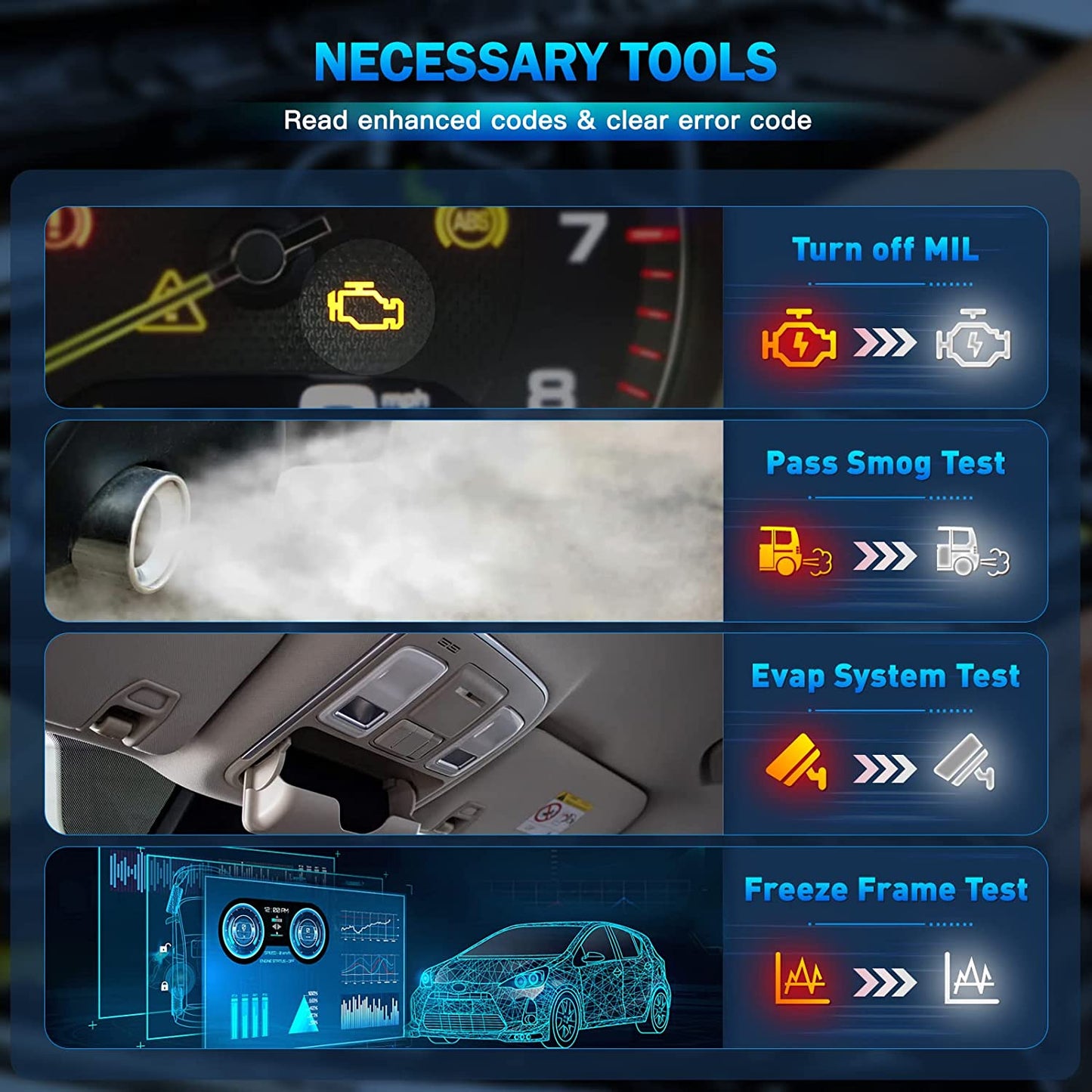 NEXAS Upgraded NL101 OBD2 Scanner Battery Test 2-in-1 Check Engine Car Fault...