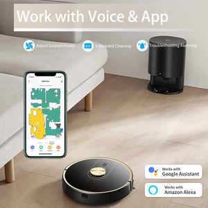Uoni V980Plus Robot Vacuum Cleaner with Self-Emptying Black With Emptying Bin