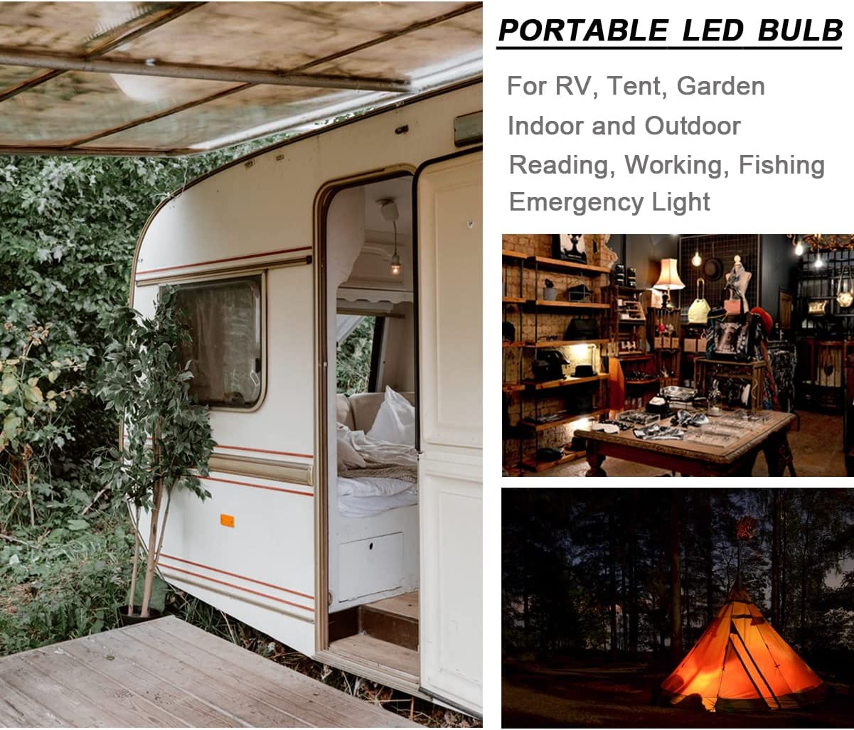 2 Pcs 10w USB Light Bulb with Splitter Y-Cable Camping for White