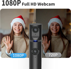 CZUR Halo Streaming Dual Webcam, Professional USB Web Camera 1080P with M
