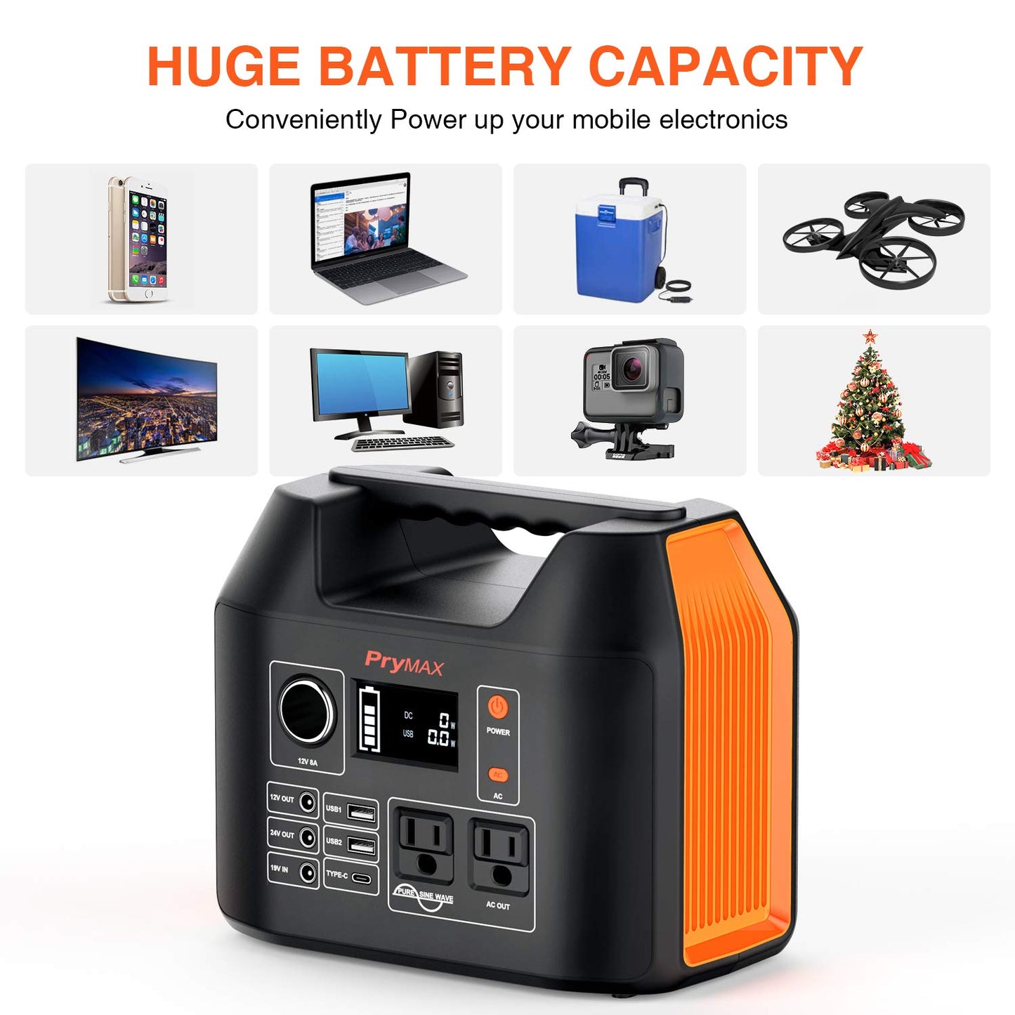 PRYMAX Portable Power Station, 300W Solar Generator solar generator upgraded