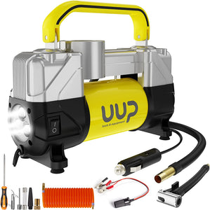 UUP Tire Inflator Air Compressor, 150PSI 12V DC Double Cylinders Heavy Yellow