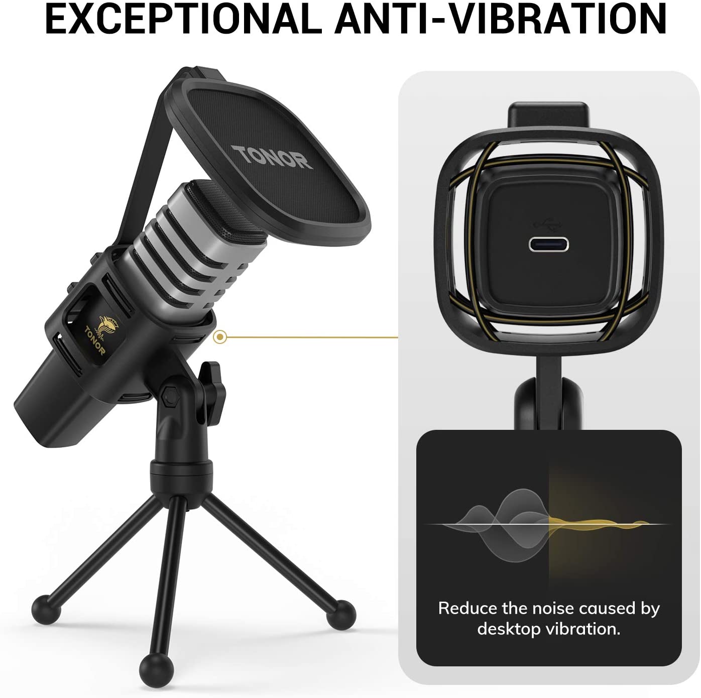 USB Microphone, TONOR Condenser Computer PC Mic with Tripod Stand, Pop...