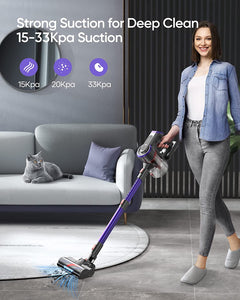 BuTure Cordless Vacuum Cleaner, 400W 33Kpa Powerful Stick with 55min...