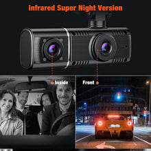 Load image into Gallery viewer, LAMTTO 3 Channel Dash Cam Front and Rear 1080P+720P+720P Car Camera IR Black